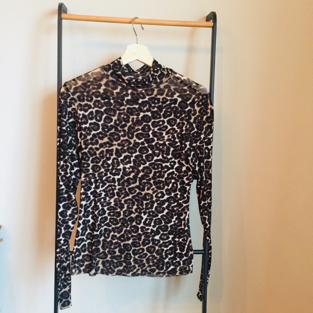 Nordstrom Leopard Print Mesh Top - image 1